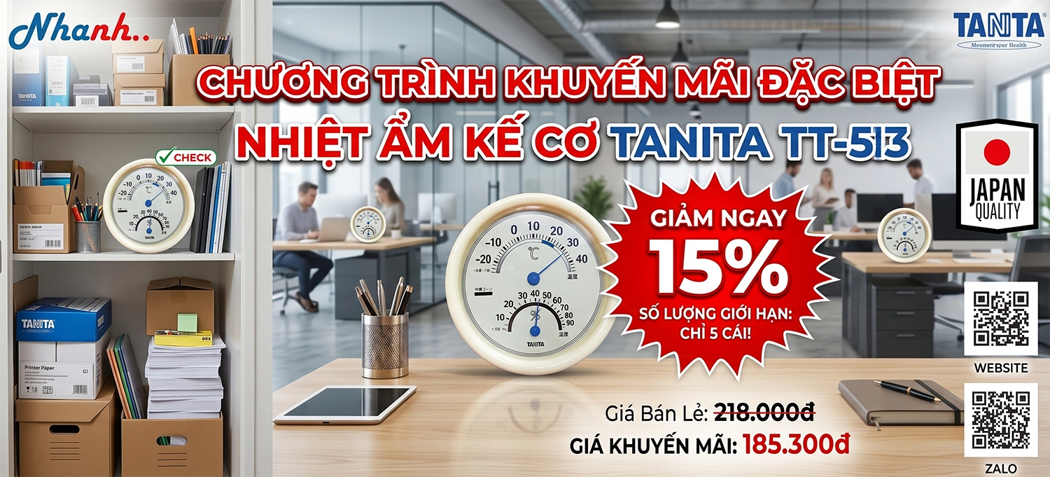 Bảo Vệ Sức Khỏe Văn Phòng Với Nhiệt Ẩm Kế Cơ Tanita TT-513 – Ưu Đãi Giảm Ngay 15%